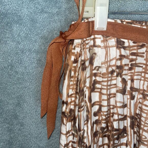 Carol Little Silk Skirt Womens Size 10 Boho Earthy Artisan Retro Abstract Career - Picture 9 of 9